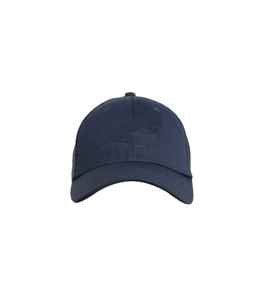 Men Navy Blue & White Logo Detail Blitzing Trucker Snapback Cap