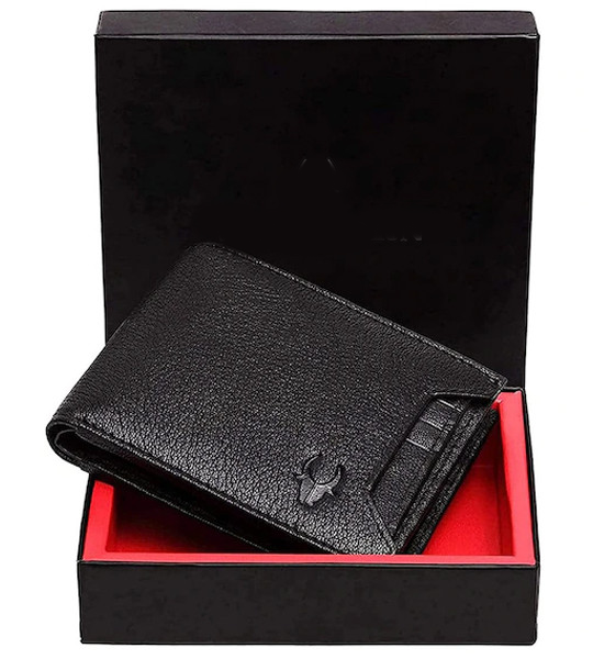 Men Black Solid Two Fold Wallet