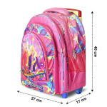 Stylbase Kids Boys' and Girl's Soft Fabric Wheels Trolley Backpack School Travel Luggage Book Bag Pink