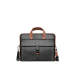 Unisex Black & Brown Textured Laptop Bag