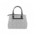 Black & White Checked Structured Handheld Bag with Wallet