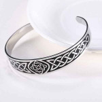 Dara Celtic Knot Bracelet - Viking Bracelet with Vintage Totem - Stainless Steel Nordic Bangle Adjustable