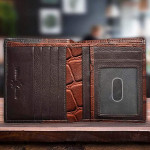 Leather RFID Protected Coffee-Brown Business Card Holder/ Money Organiser for Men & Women